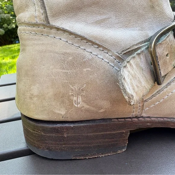 Frye Veronica Slouch Leather Tall Knee High Riding Motorcycle Boots Tan Size 9.5 - Picture 7 of 13